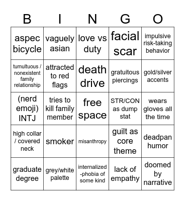 xia oc bingo Card
