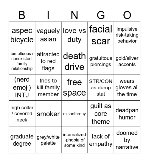 xia oc bingo Card
