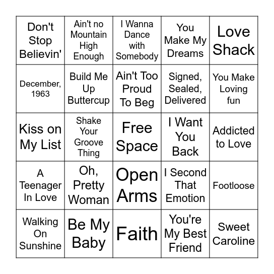 Cupid's Songo 💘 Bingo Card
