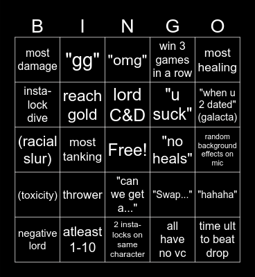 marvel Rivals Bingo Card