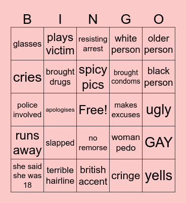 PRED CATCH!!! Bingo Card