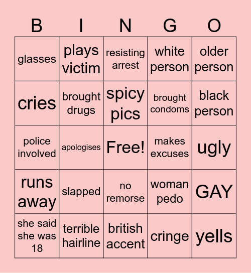 PRED CATCH!!! Bingo Card