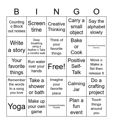 Mental Health Bingo Card