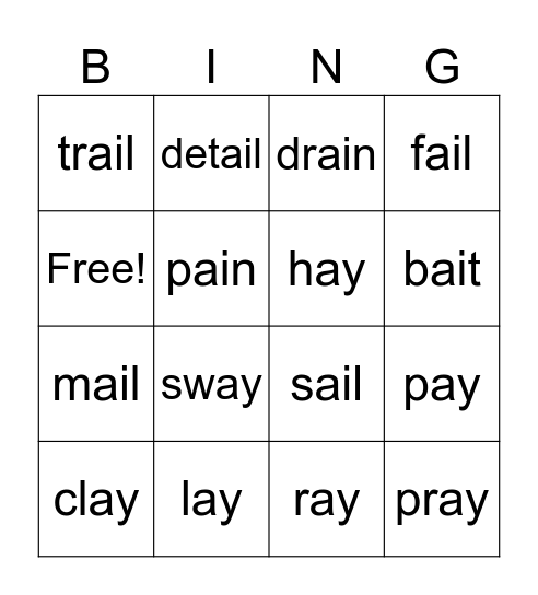 ai and ay BINGO Card