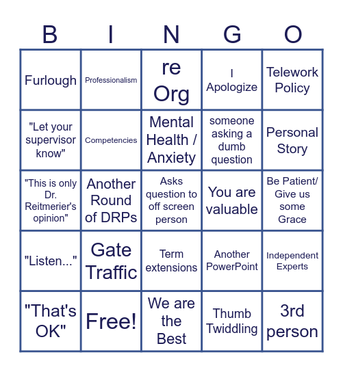 Town Talk with Dr. Reitmeier Bingo Card