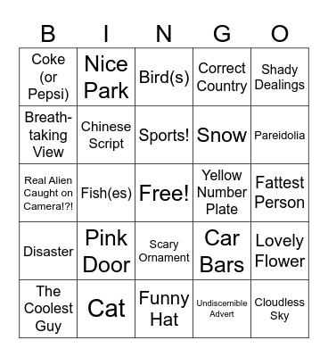 Playground Bingo Card