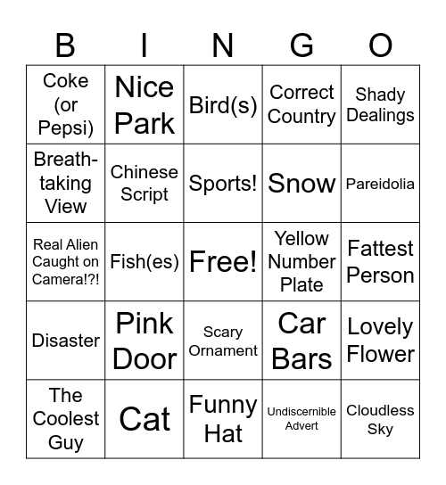 Playground Bingo Card
