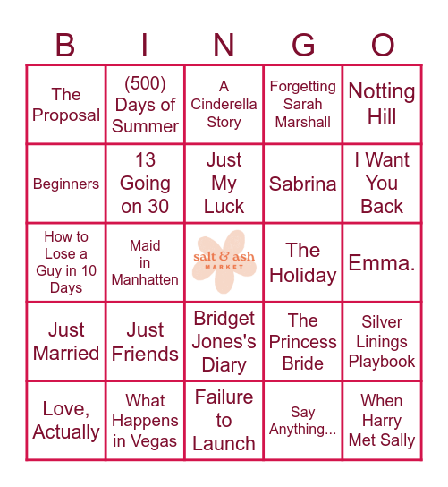 Girls Night In Bingo Card