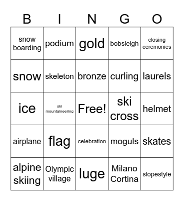 2026 Winter Olympics-Unum Edition Bingo Card