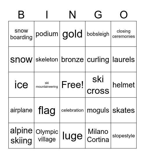 2026 Winter Olympics-Unum Edition Bingo Card
