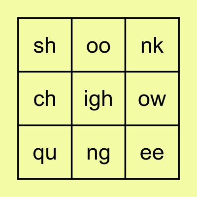 Phonics Bingo Card