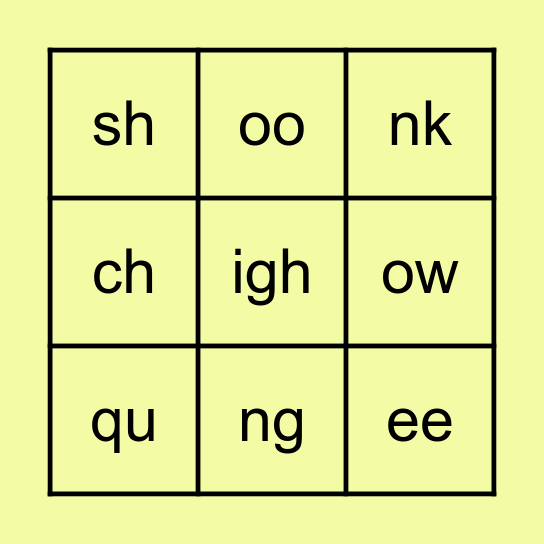 Phonics Bingo Card