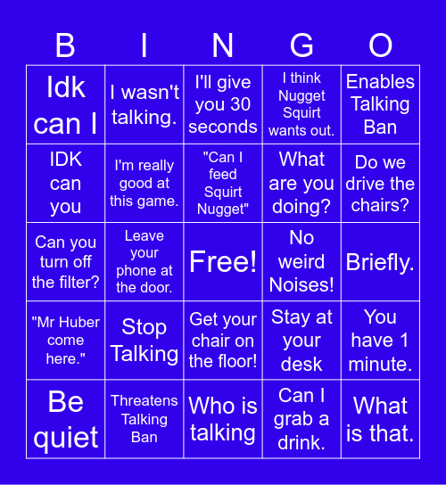 MR HUBER Bingo Card