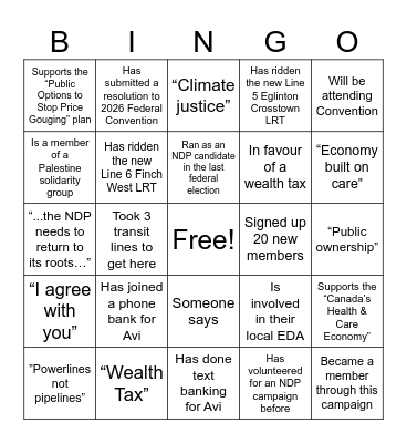 NDP Leadership 2026: Final Debate Bingo! Bingo Card
