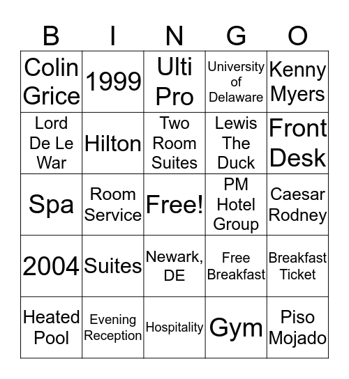 Embassy/Homewood Suites Holiday Party Bingo Card