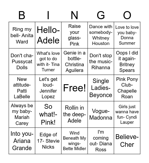 SP67 DIVA's! Bingo Card