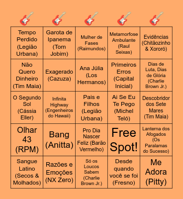Rock Brasil Bingo! Bingo Card