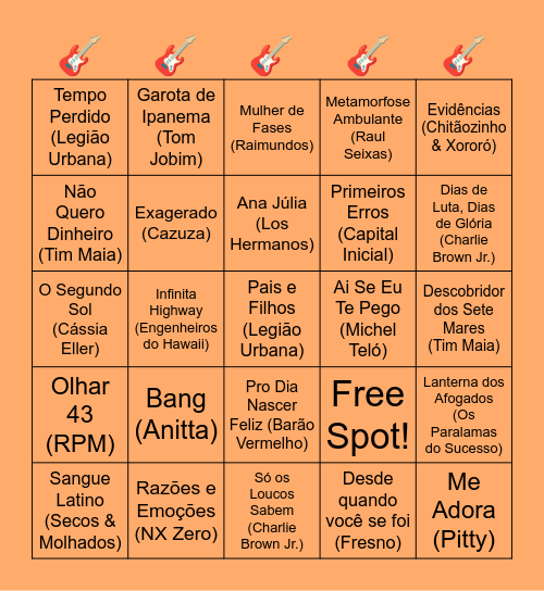 Rock Brasil Bingo! Bingo Card