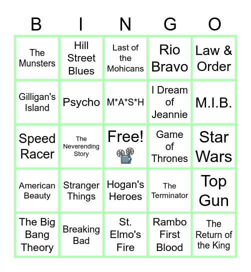MUSIC BINGO at the Ann Arbor Eagles!  🍿Movies and TV #1!📺 Bingo Card