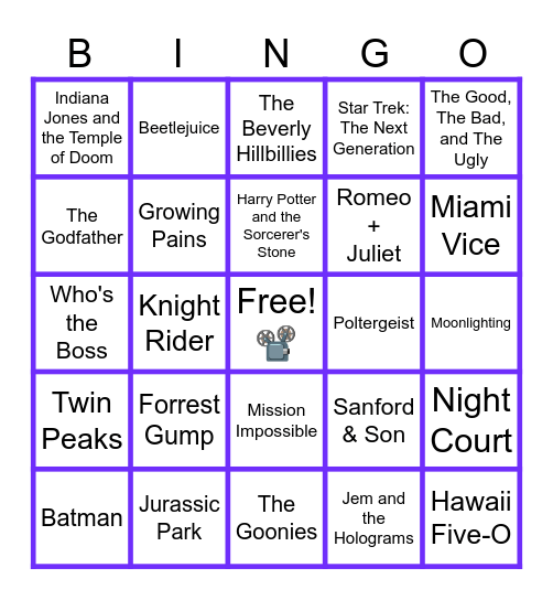 MUSIC BINGO at the Ann Arbor Eagles!  🍿Movies and TV #2!📺 Bingo Card