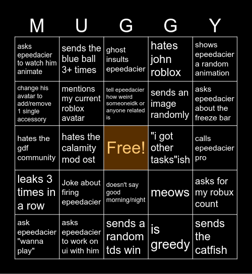 Muggy's Bingo Card