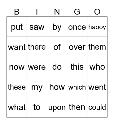 Sight Words 3 Bingo Card
