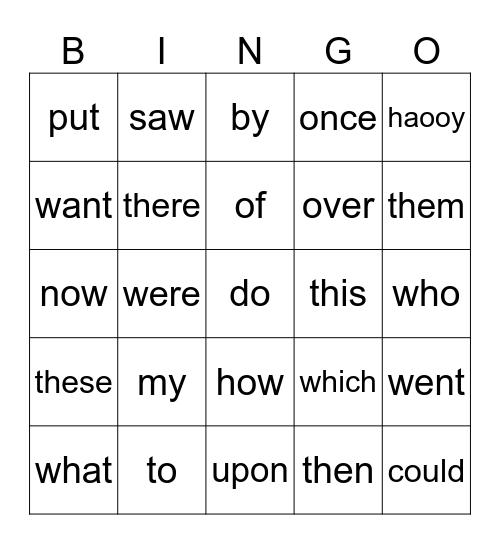 Sight Words 3 Bingo Card