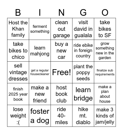 2026 Bingo Card