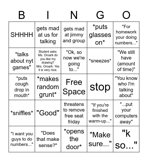 Math Bingo Card