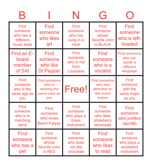 Find Someone Who: Rose Edition Bingo Card