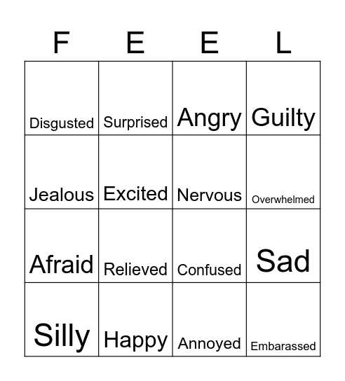 Emotions Bingo Card