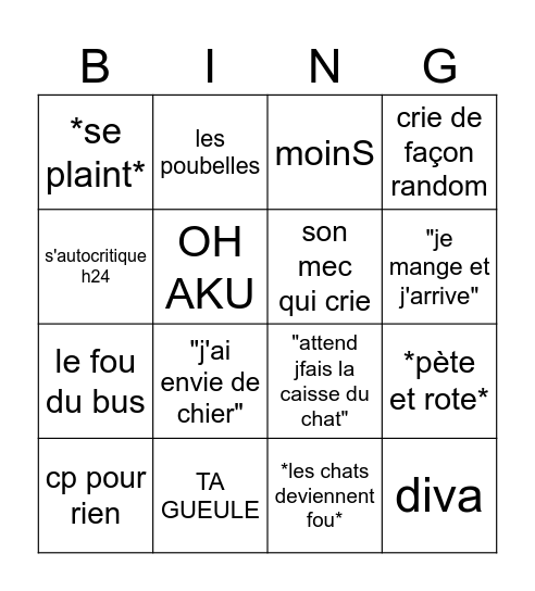 Julia Bingo Card
