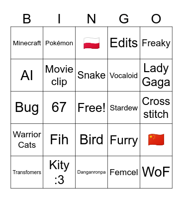 FYP Bingo Card