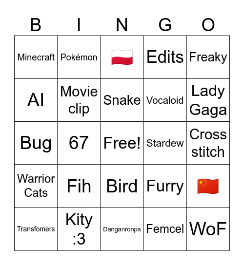 FYP Bingo Card