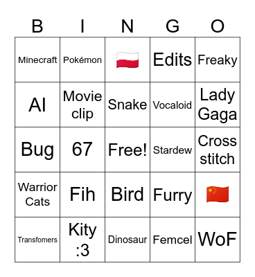 FYP Bingo Card