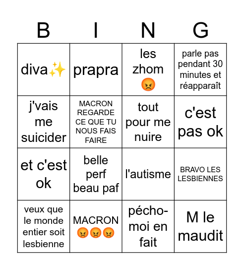 Romy Bingo Card