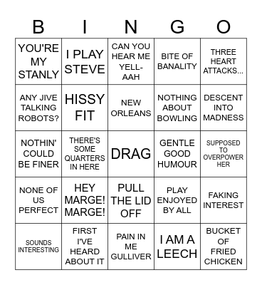 A Streetcar Named Marge Bingo Card
