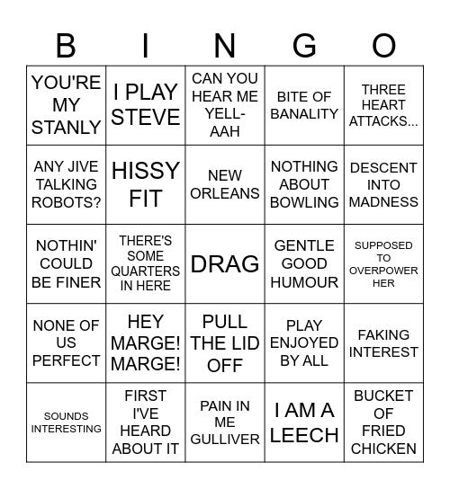 A Streetcar Named Marge Bingo Card