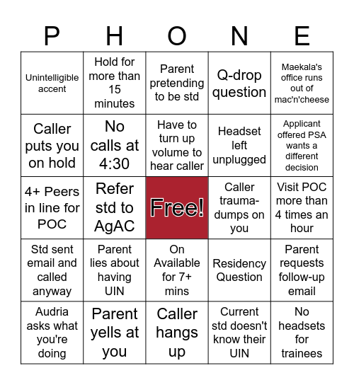 AOS Phones Bingo (PT. 2) Bingo Card