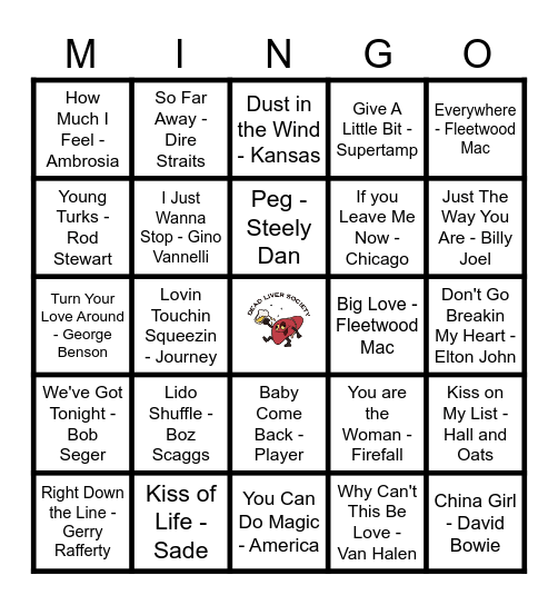 Platinum Yacht Rock Bingo Card