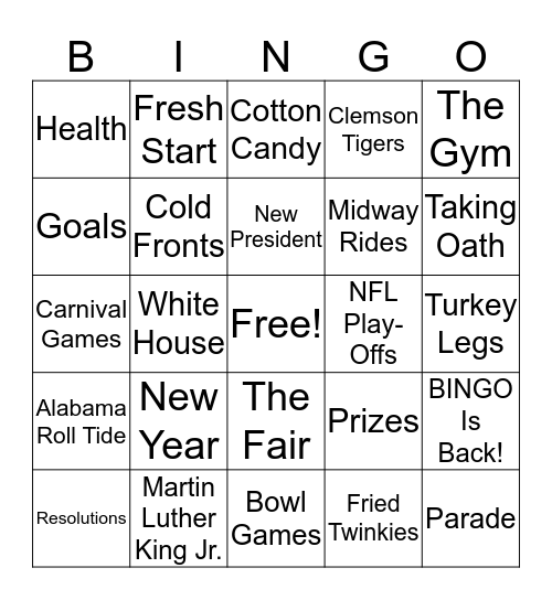 JANUARY Bingo Card