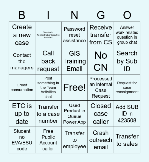 Reception Bingo! Bingo Card