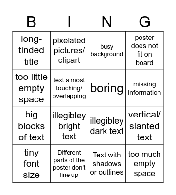 Bad Poster Bingo Card