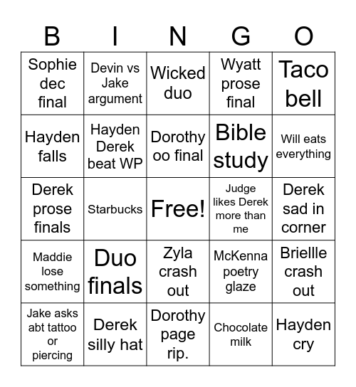 I’m Bingo Card