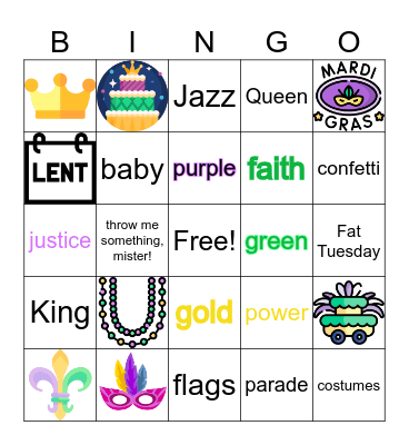 Mardi Gras Bingo Card