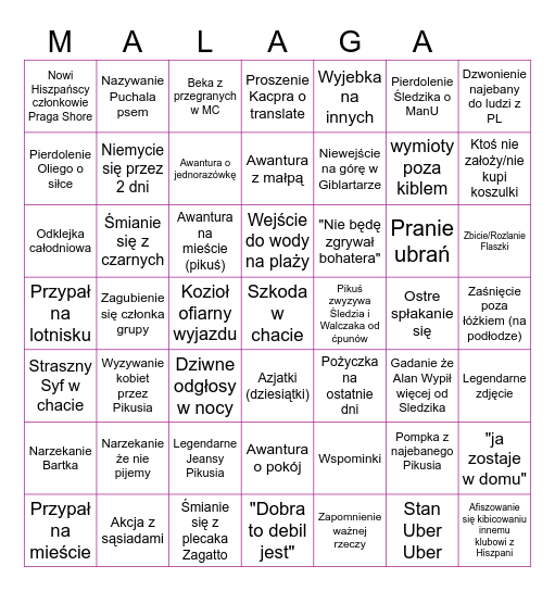 Malaga Bingo Card