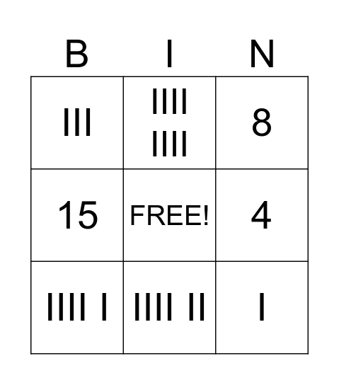 Tally Mark BINGO Card