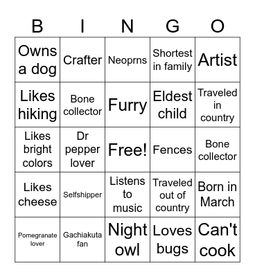 Xyre's bingo Card
