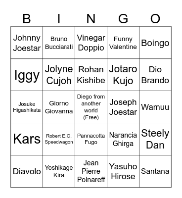DB Jojo Bingo Card