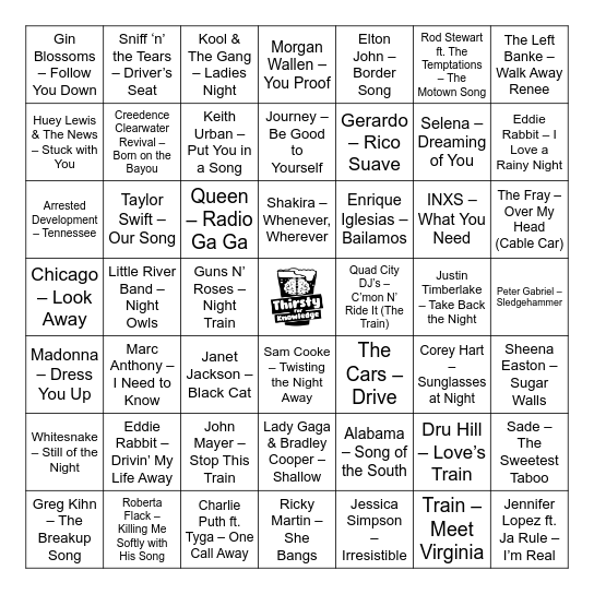 Thirsty For Knowledge Music Bingo Card